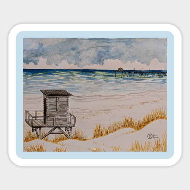 Lifeguard station at the pier Sticker by Matt Starr Fine Art